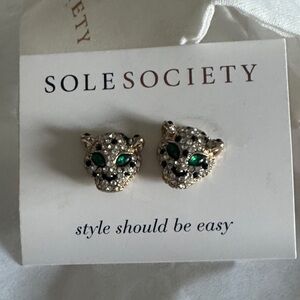 Sole Society Leopard Earrings with Green and Gold Accents